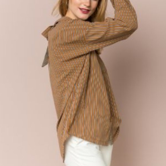 Hem & Thread Tie Back Button Up Blouse - Picture 8 of 8